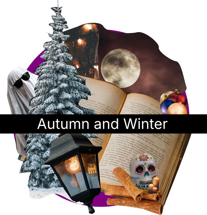collage of winter and autumn elements
